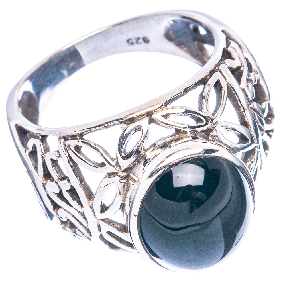 Black Onyx Ring Size 6.5 (925 Sterling Silver) R4836