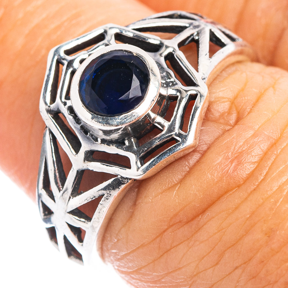 Blue Quartz Web Dainty Ring Size 7 (.925 Sterling Silver)
