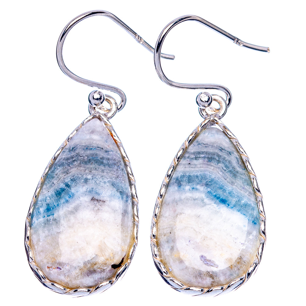 Blue Scheelite Earrings 1 1/2" (925 Sterling Silver) E1921