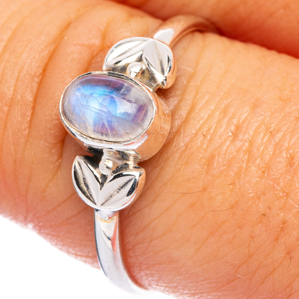 Rainbow Moonstone Dainty Ring Size 9.25 (925 Sterling Silver) R145674