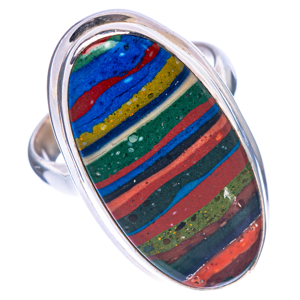 Rainbow Calsilica Ring Size 5.75 (925 Sterling Silver) R1469