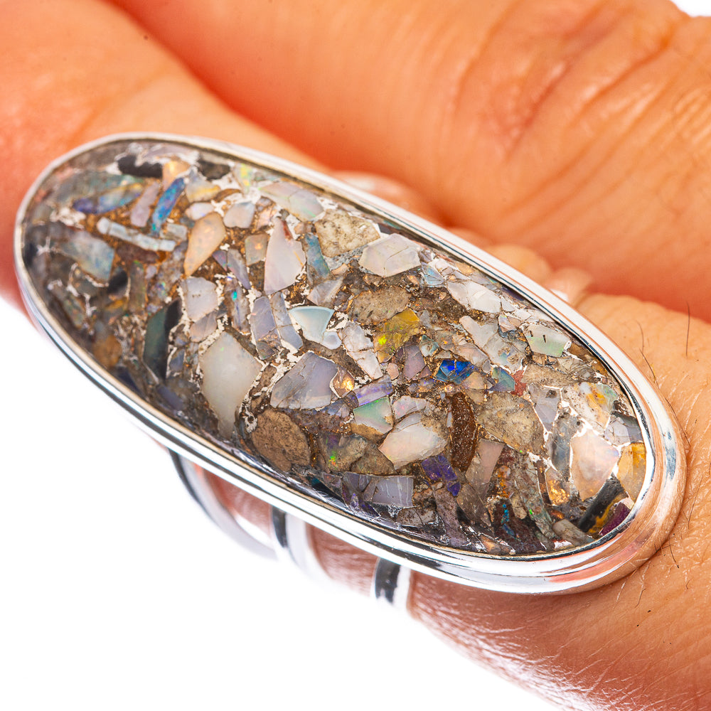 Large Brecciated Ethiopian Opal 925 Sterling Silver Ring Size 6.5