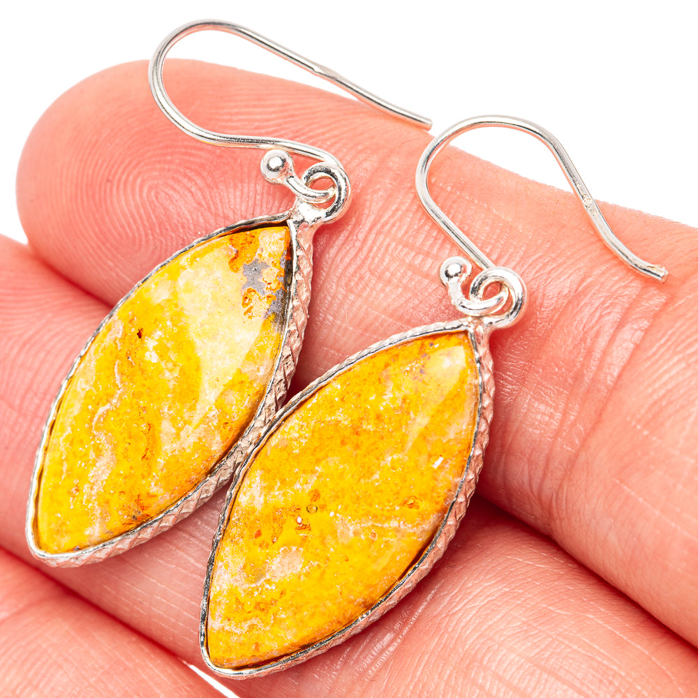 Bumble Bee Jasper Earrings 1 5/8" (925 Sterling Silver) E1482