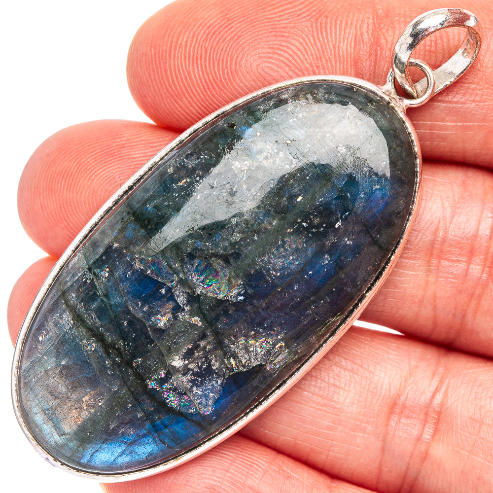 Labradorite Pendant 2 1/4" (Silver Plated)