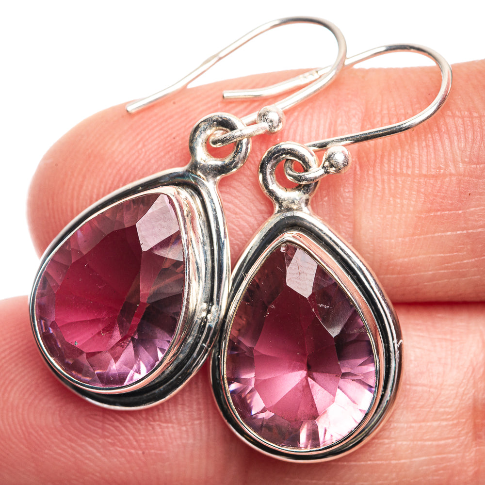 Faceted Color Change Alexandrite (Lab.) Earrings 1 3/8" (925 Sterling Silver) E432466