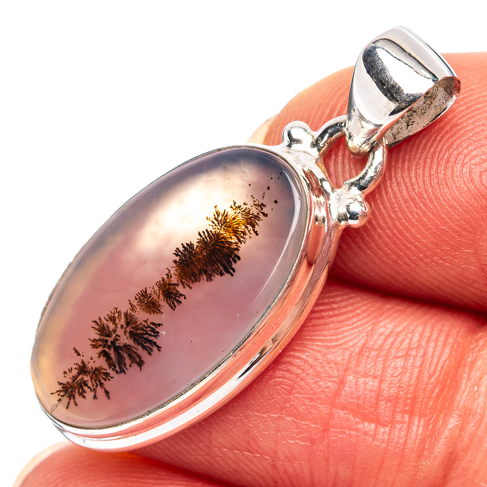 Scenic Dendritic Agate Pendant 1 1/4" (.925 Sterling Silver)
