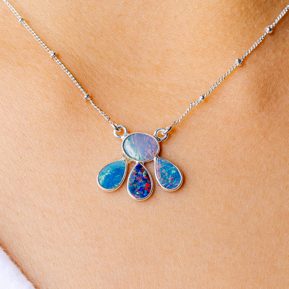 Doublet Opal Necklace 16.25 (925 Sterling Silver) N90196