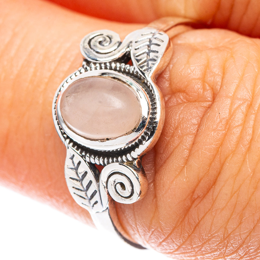 Rose Quartz Leaf 925 Sterling Silver Ring Size 6.75 (925 Sterling Silver) R5332