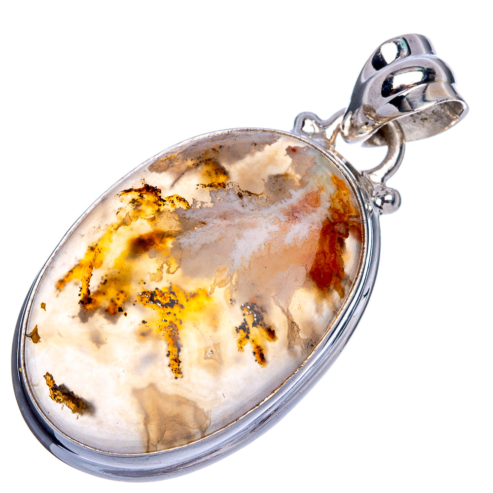 Plume Agate Pendant 1 3/8" (925 Sterling Silver) P40355