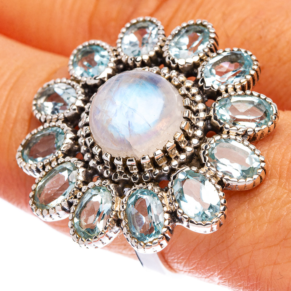 Large Rainbow Moonstone Ring Size 8.75 (925 Sterling Silver) R146332