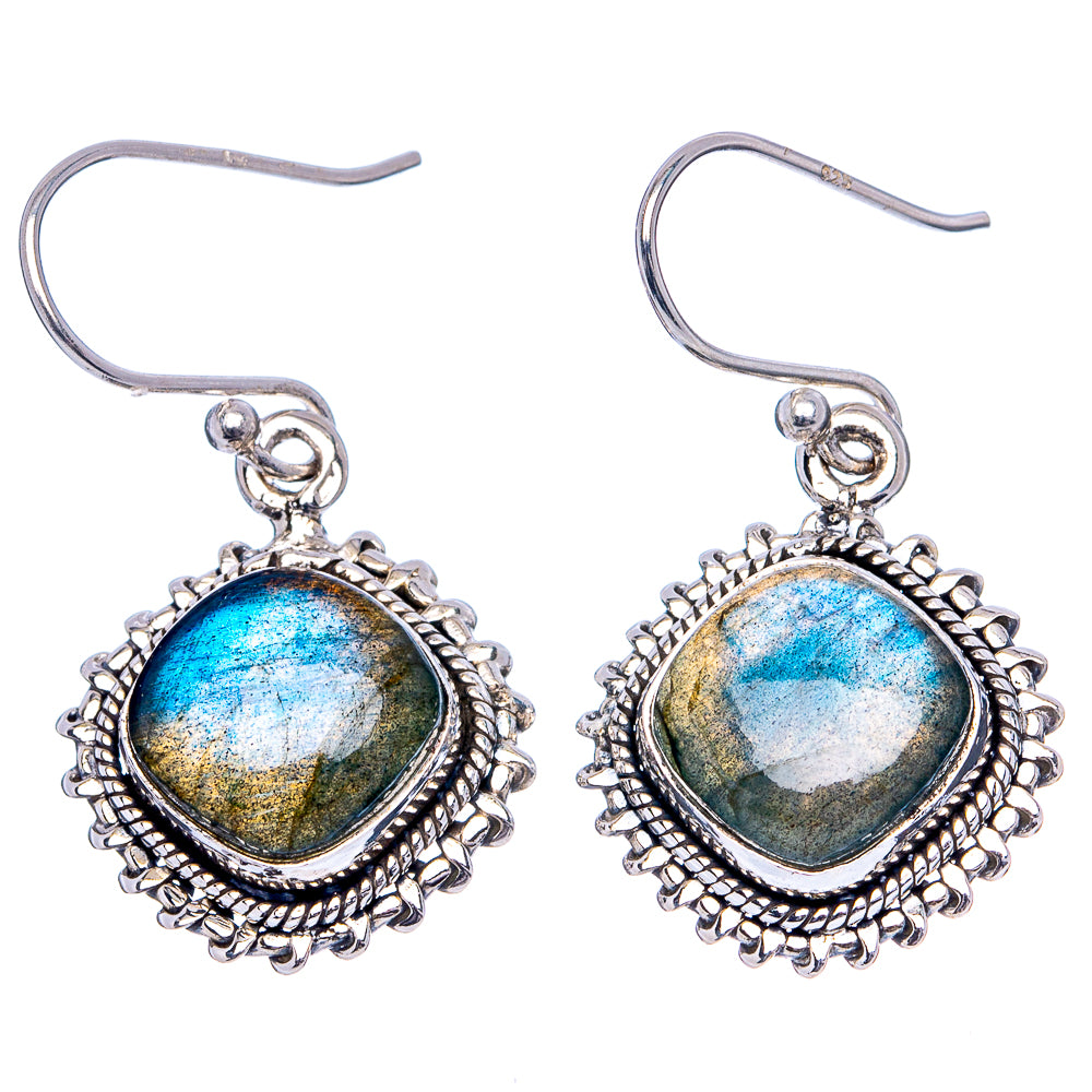 Labradorite Earrings 1 1/4" (.925 Sterling Silver)