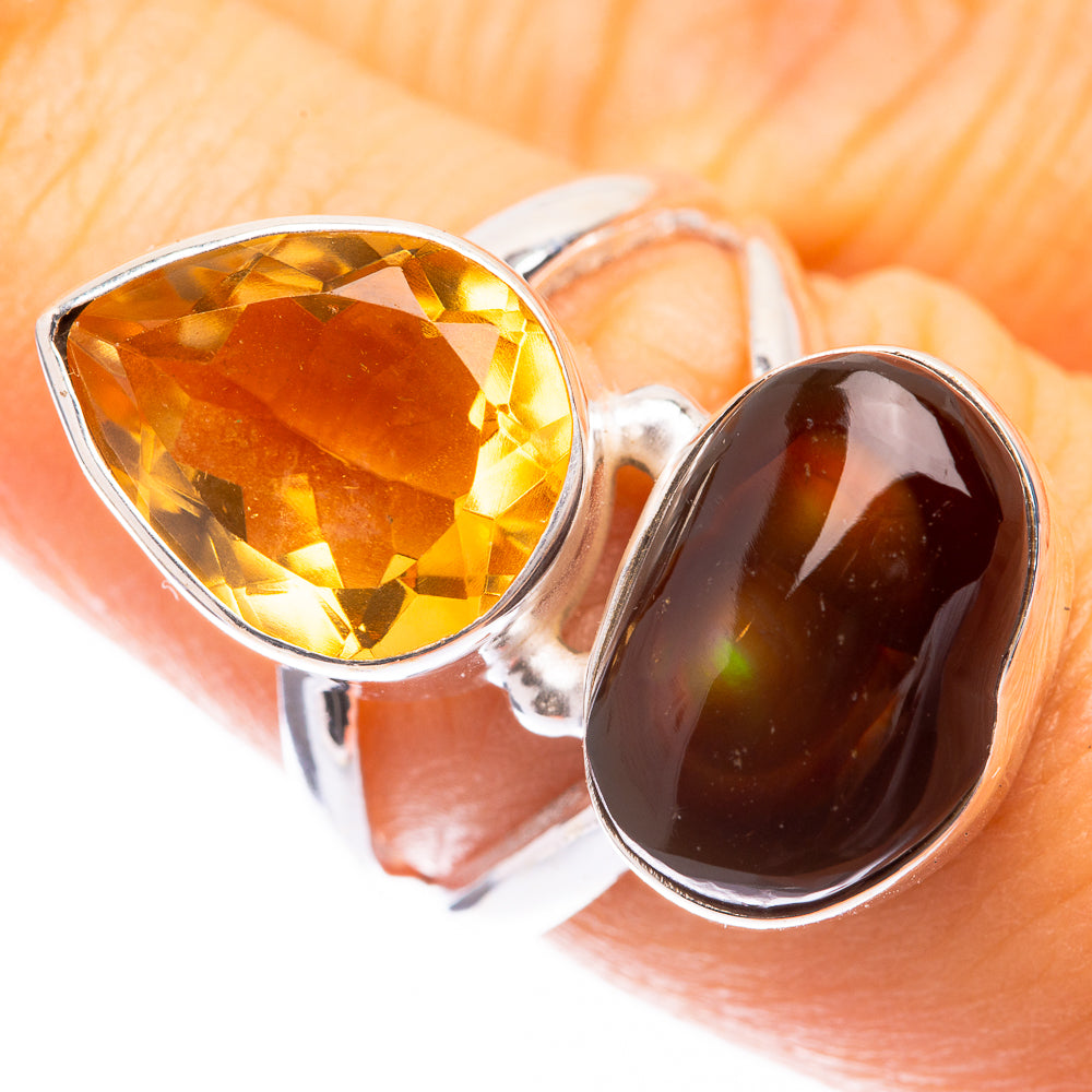 Mexican Fire Agate, Citrine Ring Size 6.75 (925 Sterling Silver) R141518