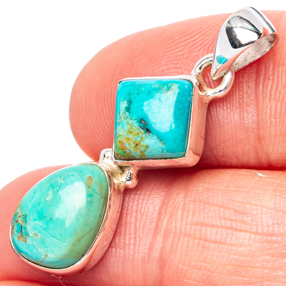 Kingman Turquoise Pendant 1 3/8" (925 Sterling Silver) P42751