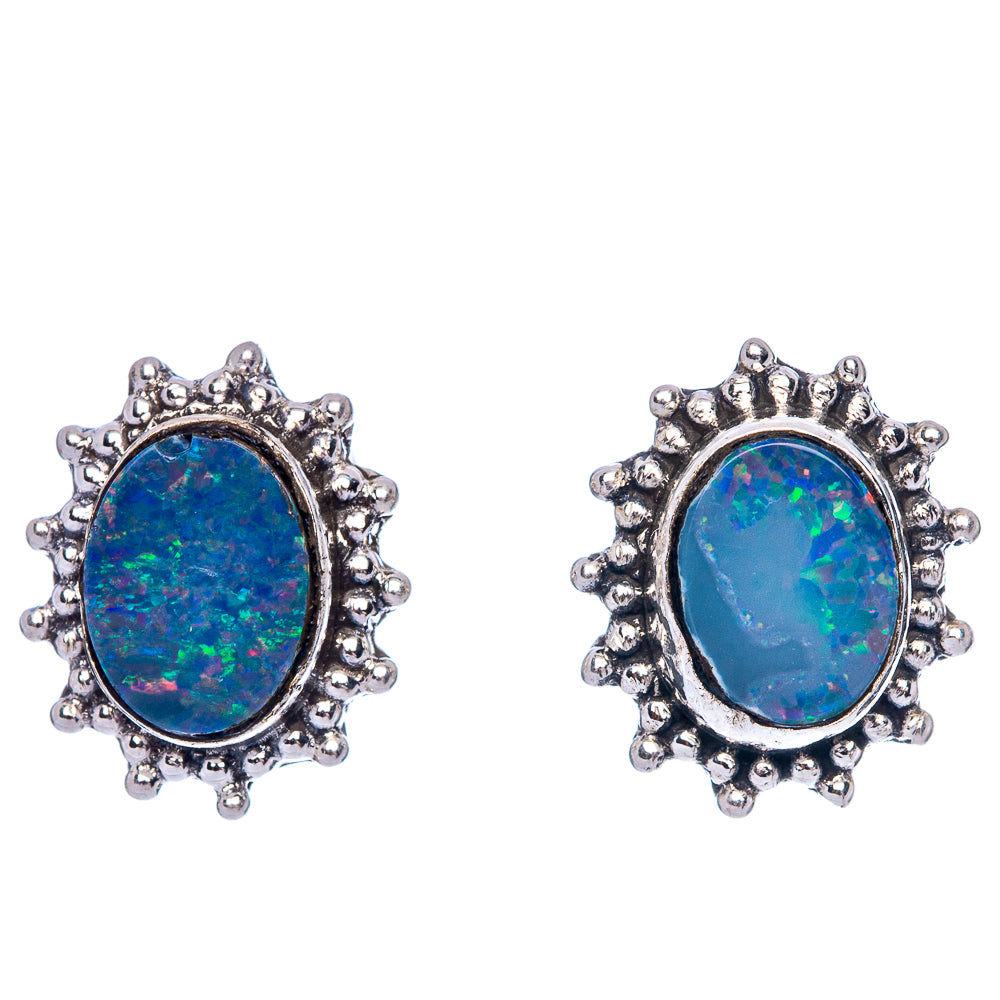 Rare Doublet Opal Earrings 1/2" (925 Sterling Silver) E1497