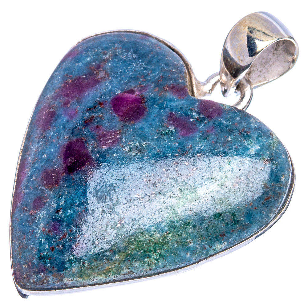 Ruby Fuchsite Heart Pendant 1 3/8" (925 Sterling Silver) P43316