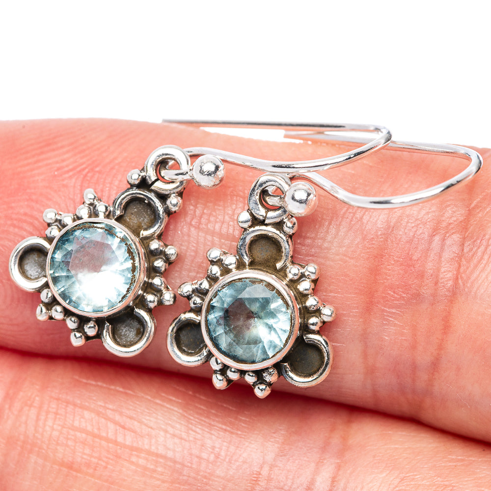 Blue Topaz EarDainty Rings 1 1/8" (925 Sterling Silver) E433141