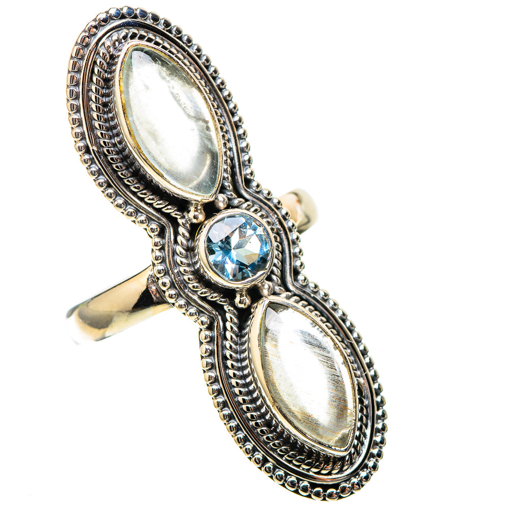 Large Natural Aquamarine, Blue Topaz Ring Size 8 (925 Sterling Silver) RING137982