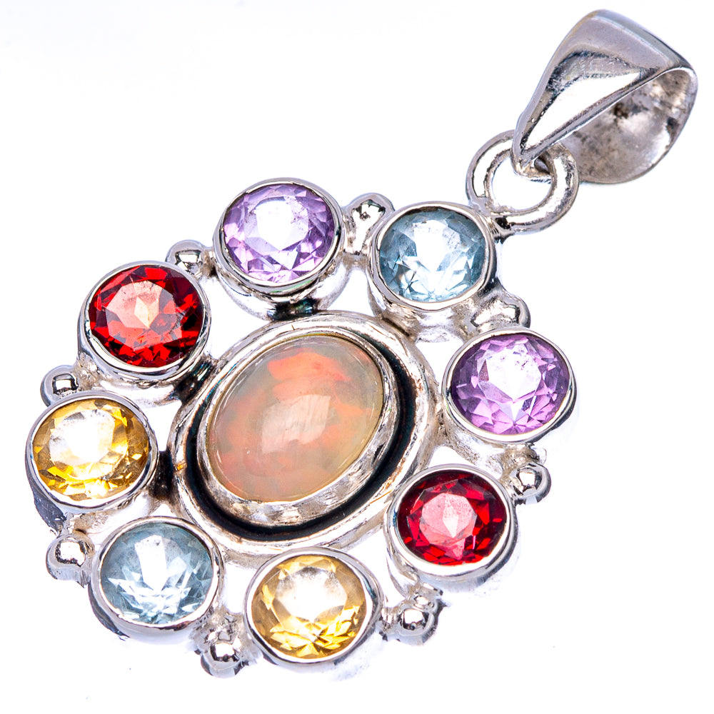 Rare Ethiopian Opal, Garnet, Amethyst, Blue Topaz, Citrine Pendant 1 1/2" (925 Sterling Silver) P40976