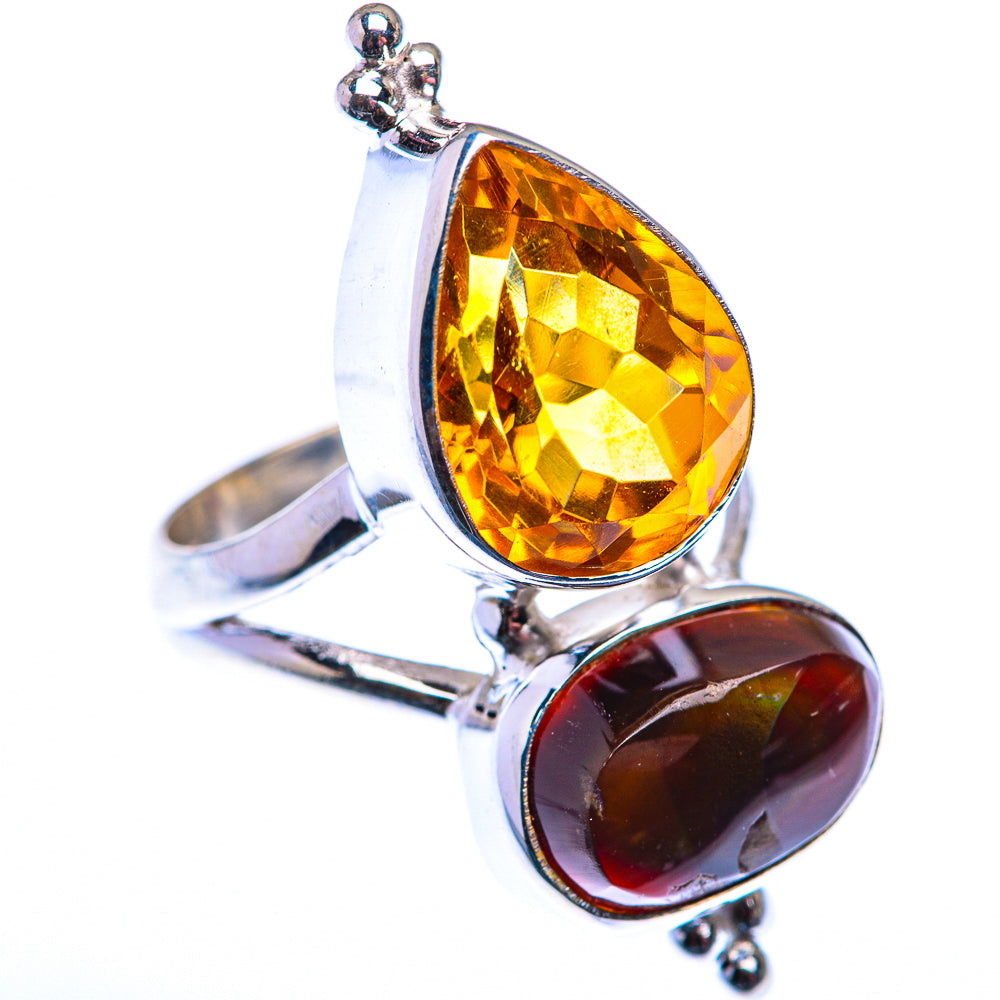 Mexican Fire Agate, Citrine Ring Size 6.5 (925 Sterling Silver) RING140134