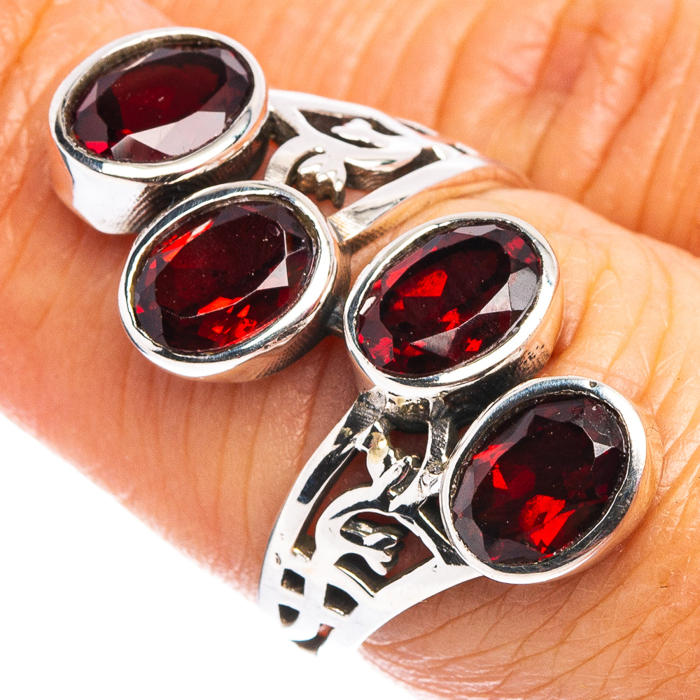 Faceted Garnet Ring Size 7 (.925 Sterling Silver)