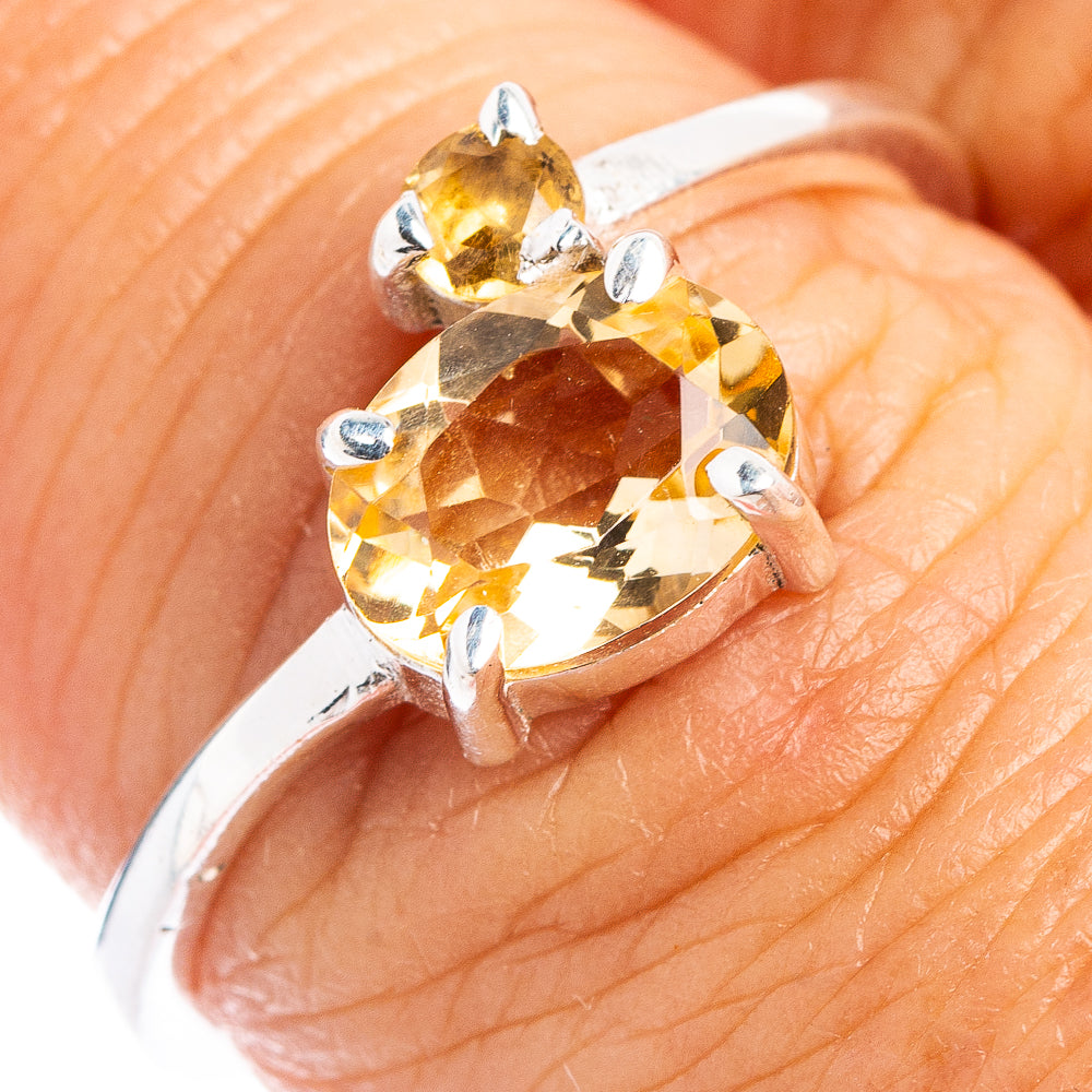Citrine Dainty Ring Size 7.5 (.925 Sterling Silver)