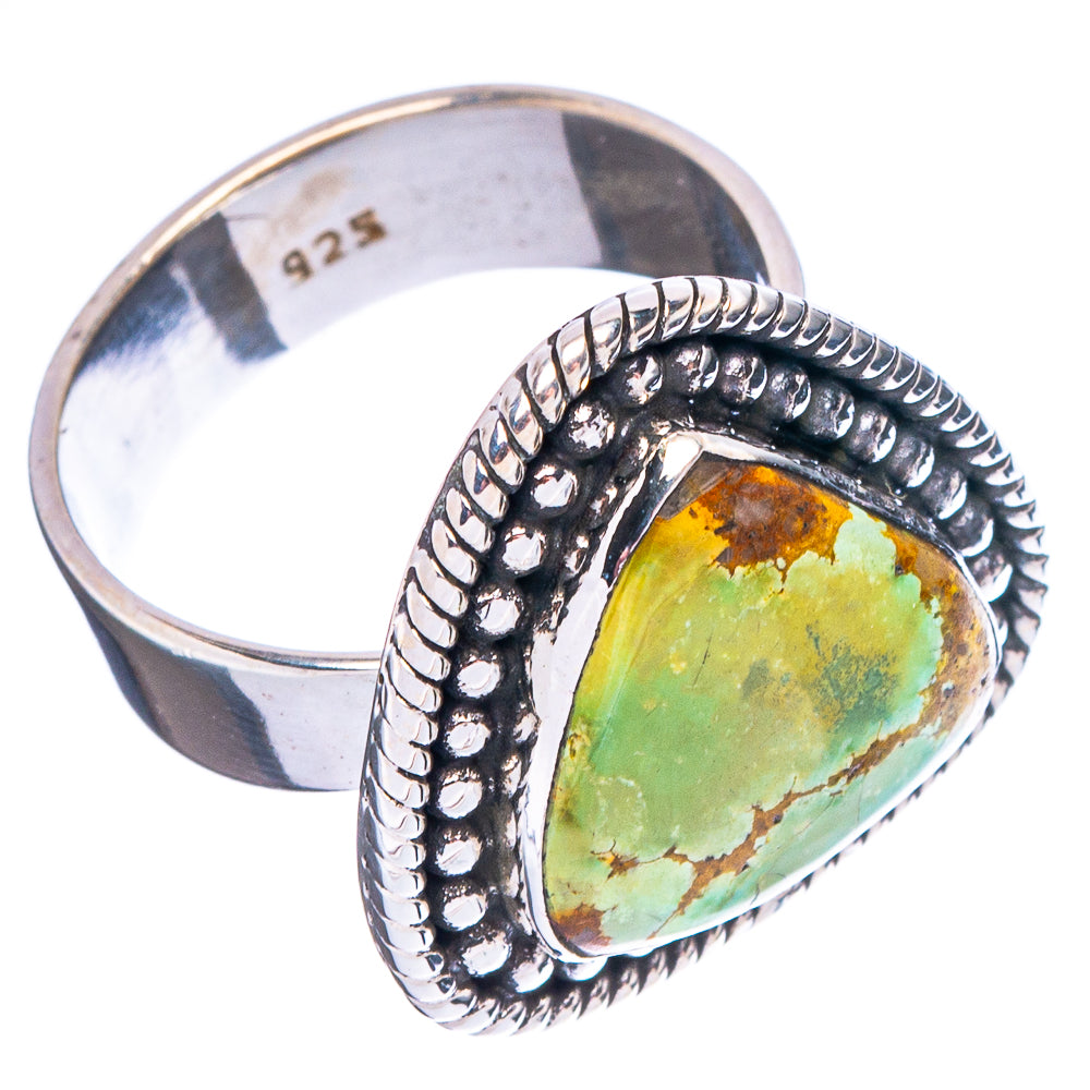 Sonoran Gold Turquoise Native Style Ring Size 7 Adjustable (.925 Sterling Silver) Exclusive