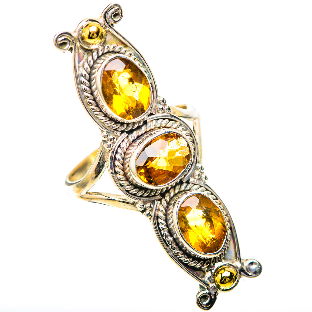 Large Faceted Citrine 925 Sterling Silver Ring Size 10 (925 Sterling Silver) RING139702