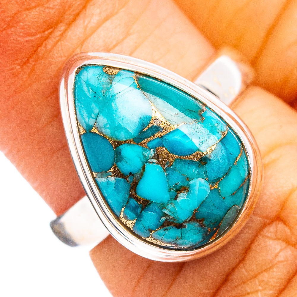 Blue Copper Turquoise Ring Size 5 (.925 Sterling Silver)
