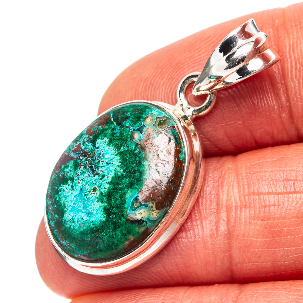 Chrysocolla Pendant 1 3/8" (.925 Sterling Silver)