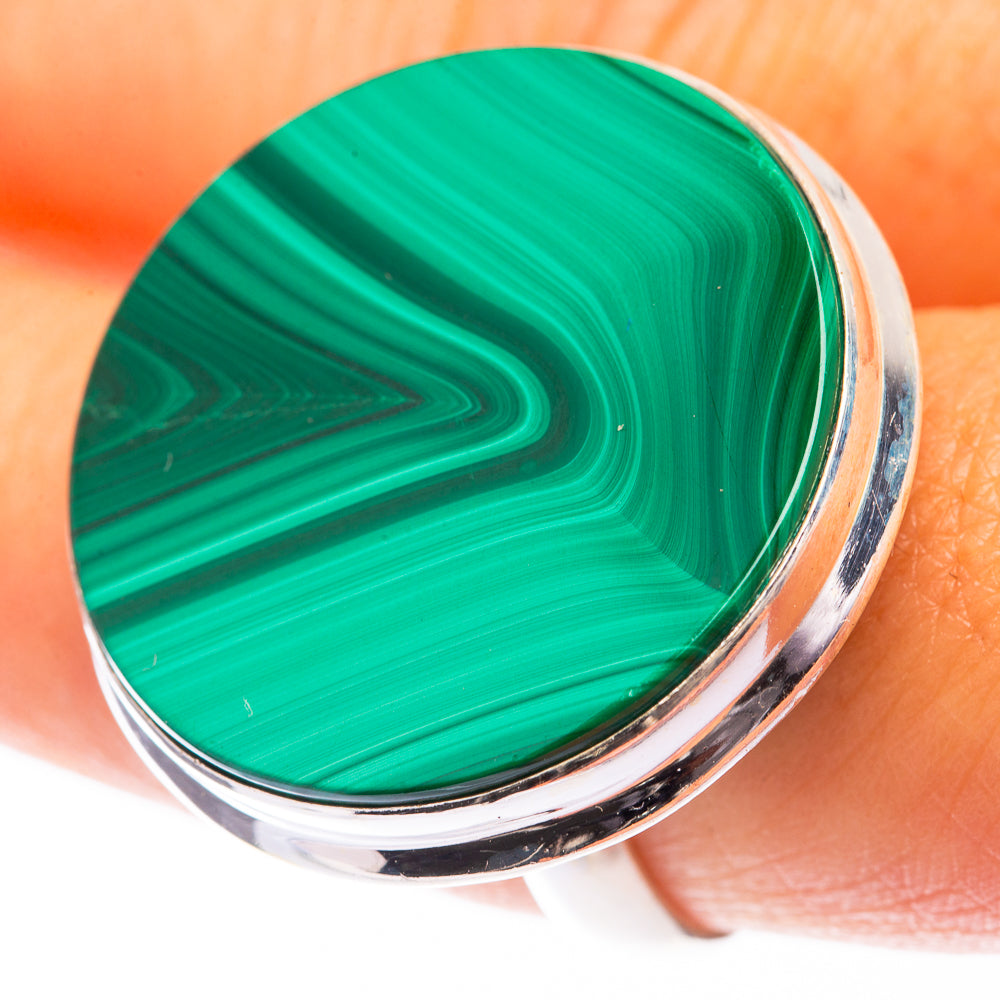 Large Malachite Ring Size 8 (925 Sterling Silver) R141384