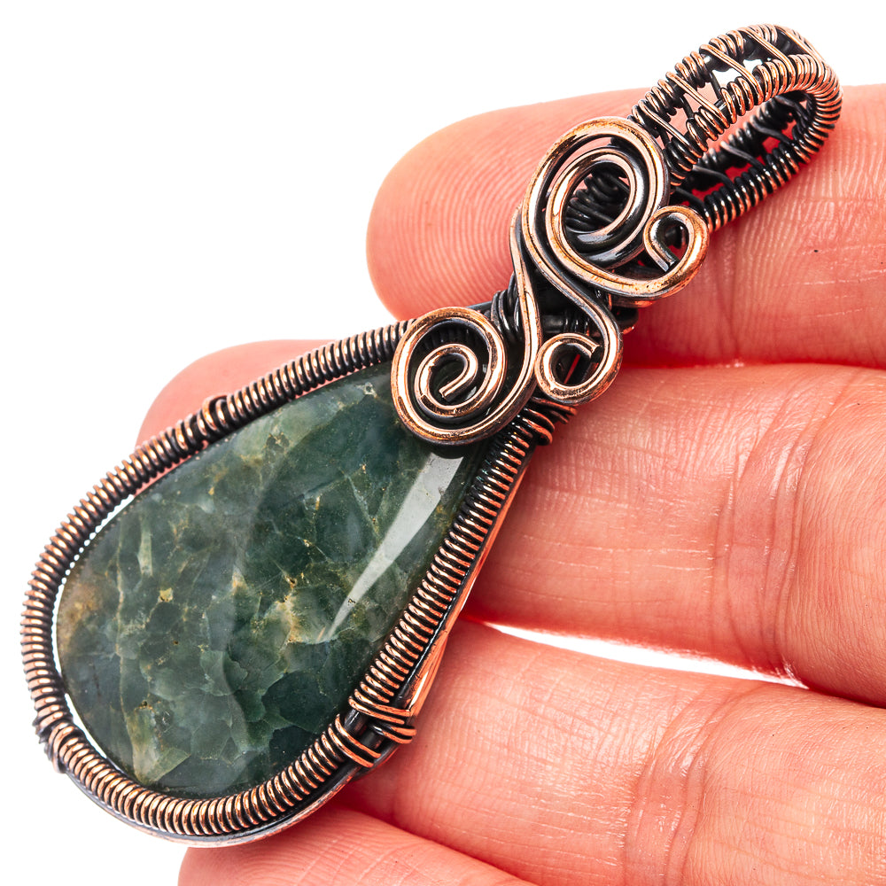 Ocean Jasper Wire Wrap Pendant 2 3/8" (Oxidized Copper)