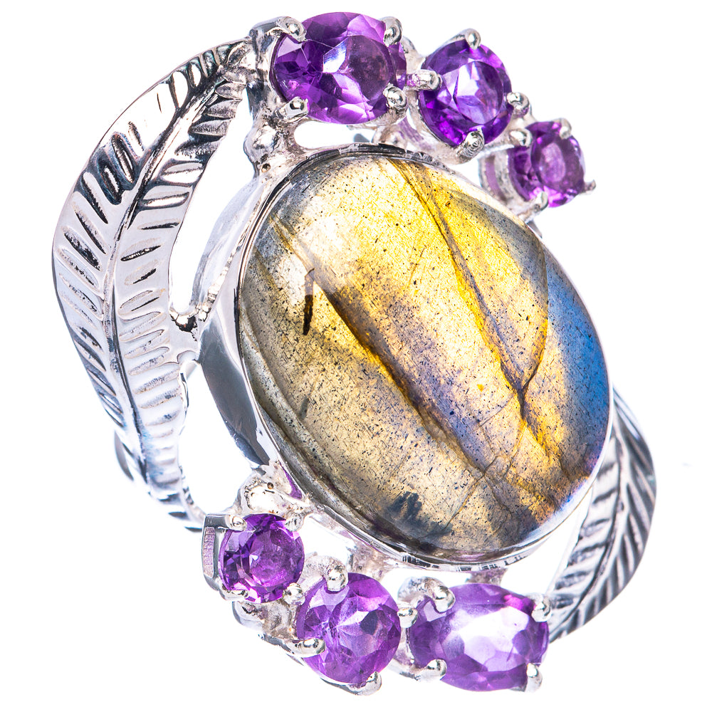 Signature Labradorite, Amethyst Ring Size 7.25 (925 Sterling Silver) R2558