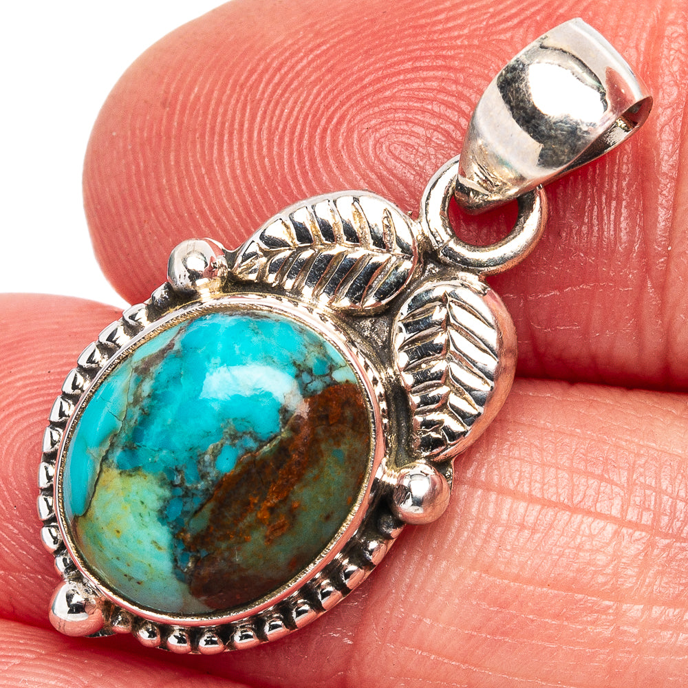 Chrysocolla Pendant 1 1/8" (.925 Sterling Silver)