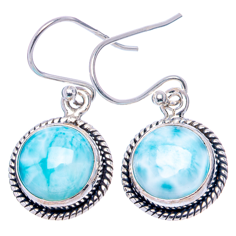 Rare Larimar Earrings 1 1/8" (.925 Sterling Silver)