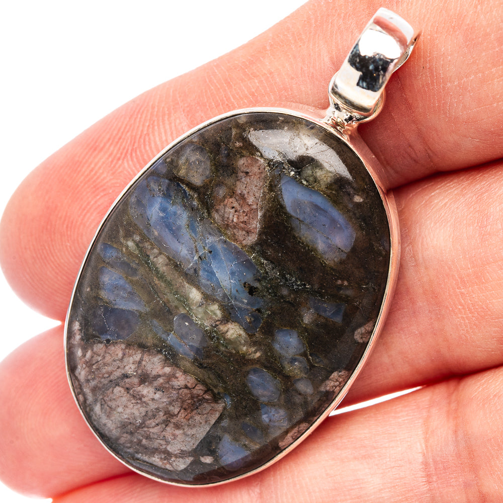 Llanite Blue Opal Pendant 1 7/8" (.925 Sterling Silver)