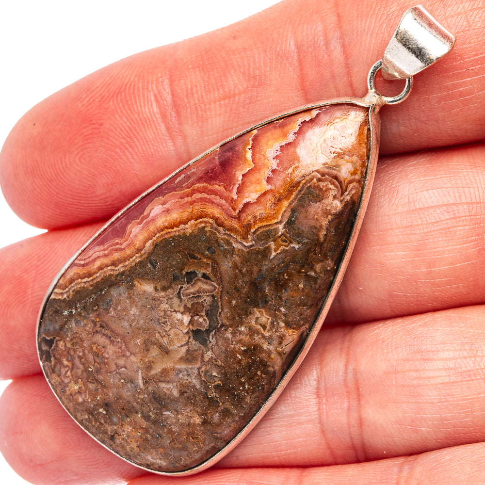 Rhodochrosite Pendant 2 1/4" (Silver Plated)