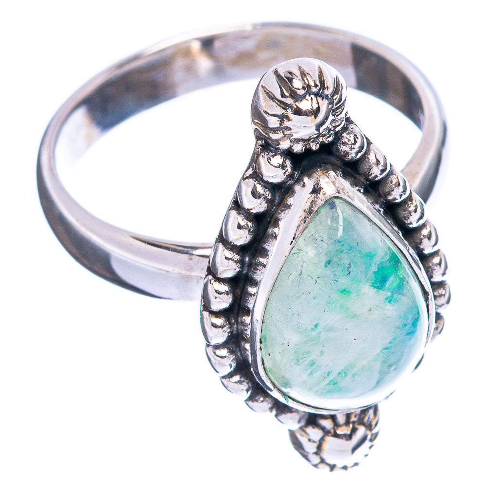 Green Moonstone Ring Size 6.5 (925 Sterling Silver) R3675