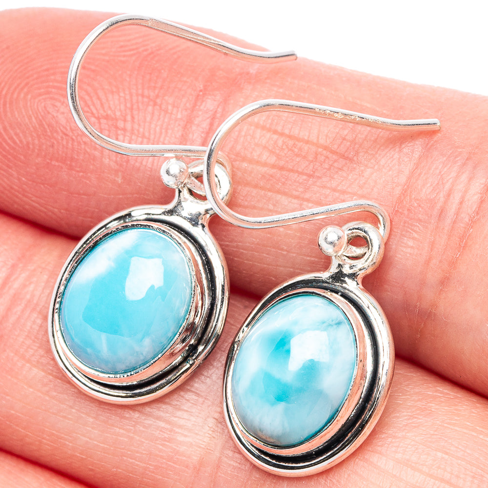 Rare Larimar Earrings 1 1/8" (925 Sterling Silver) E433338