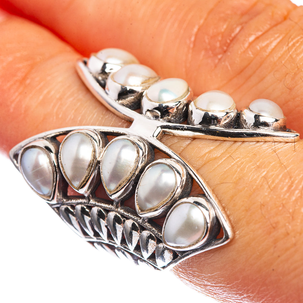 Large Cultured Pearl 925 Sterling Silver Ring Size 6.5