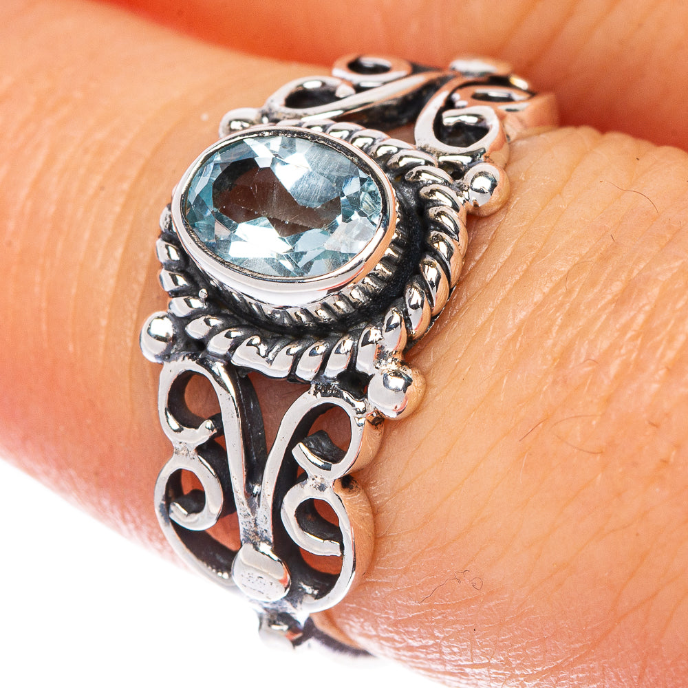Blue Topaz Ring Size 7.25 (925 Sterling Silver) R1522