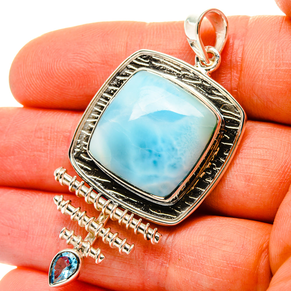 Signature Larimar, Blue Topaz Pendant 2 1/8" (925 Sterling Silver) PD37851