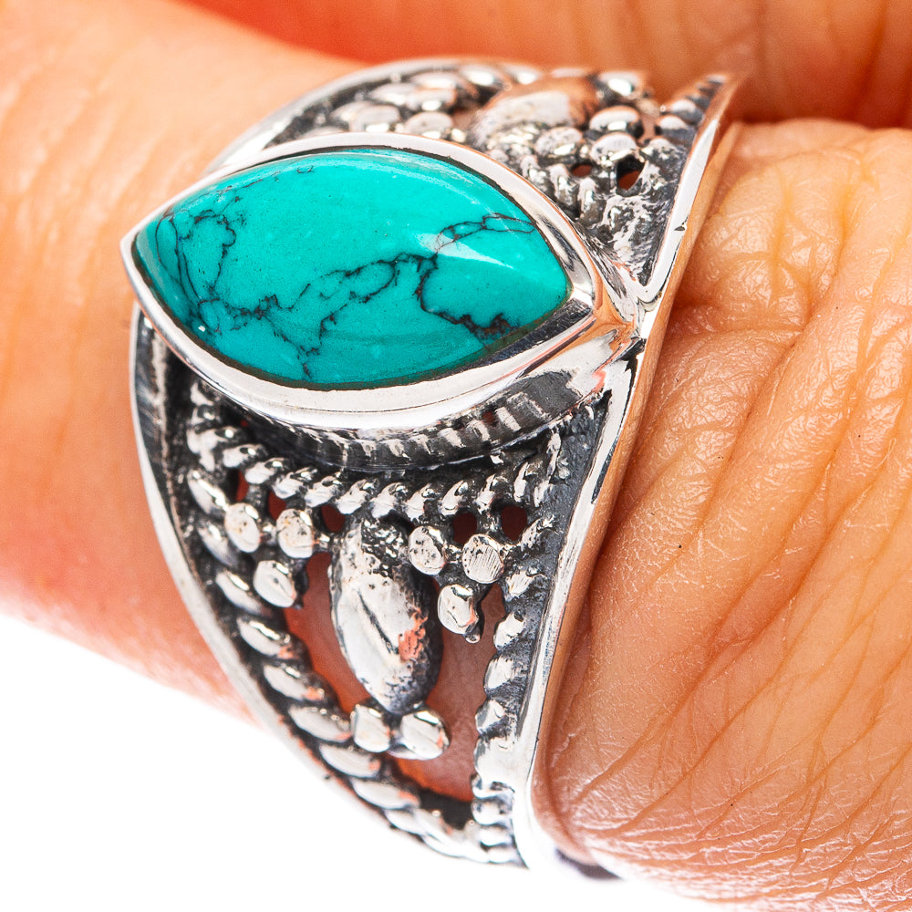 Tibetan Turquoise Dainty Ring Size 6.75 (925 Sterling Silver) R5960