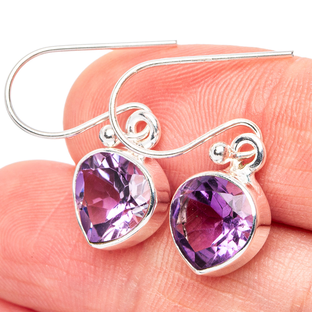 Amethyst Earrings 1 1/8" (925 Sterling Silver) E2931