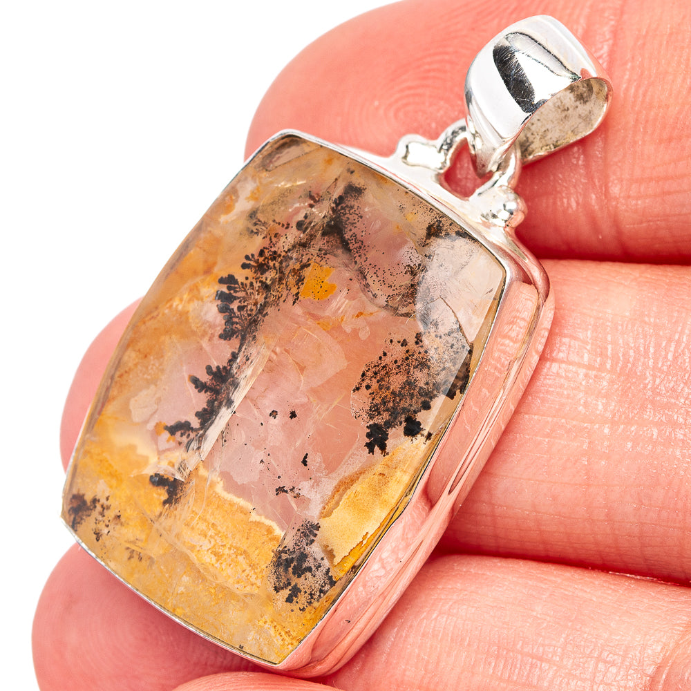 Russian Dendritic Scenic Agate Pendant 1 3/8" (.925 Sterling Silver)
