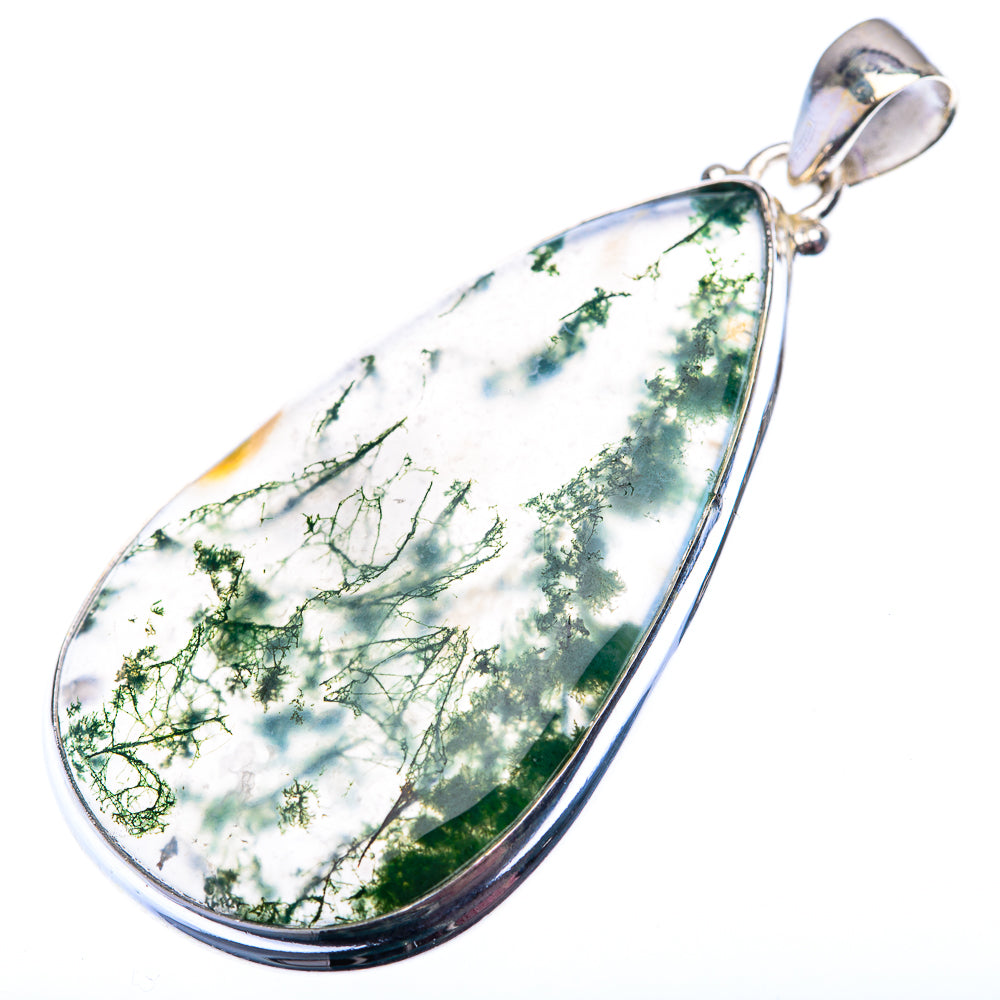 Green Moss Agate Pendant 2 1/8" (925 Sterling Silver) PD38559