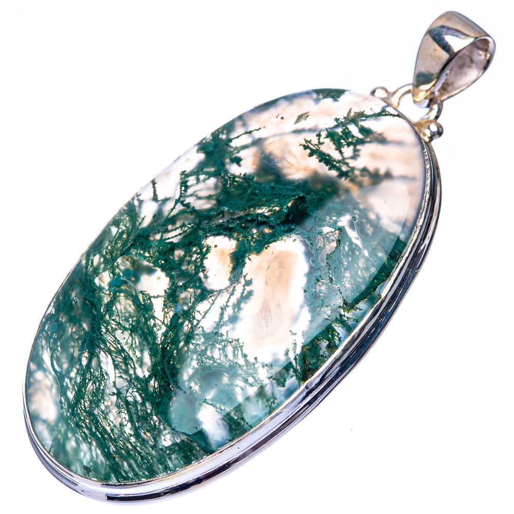Green Moss Agate 925 Sterling Silver Pendant 2 1/8" (925 Sterling Silver) PD38614