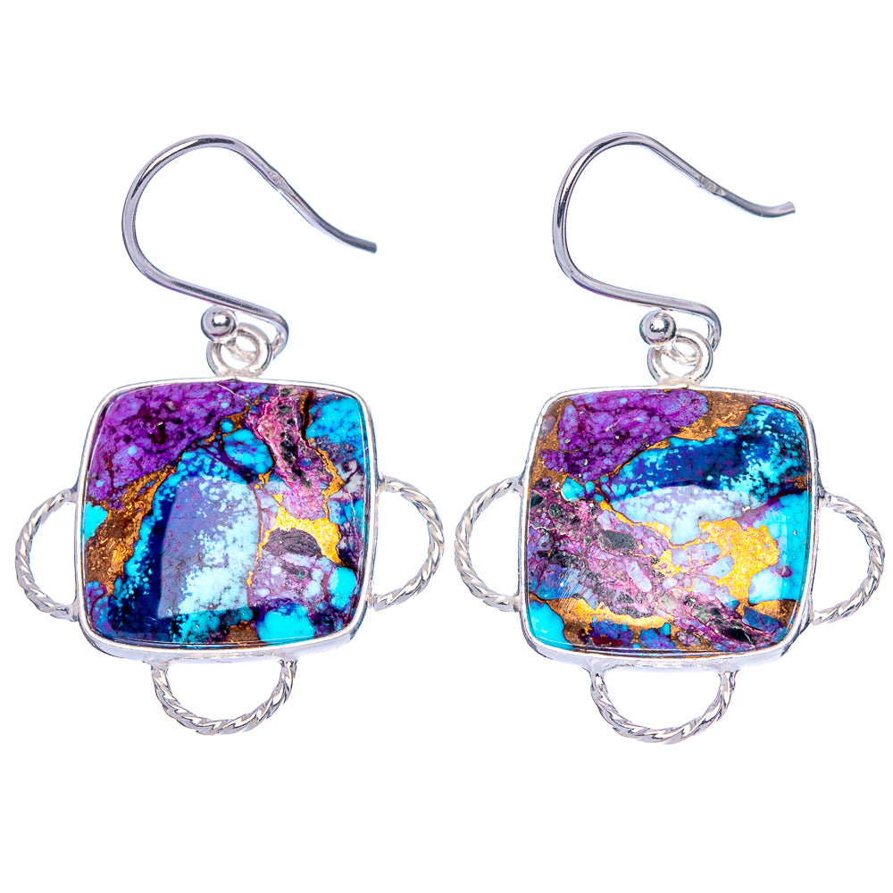 Purple Copper Composite Turquoise Earrings 1 3/8" (925 Sterling Silver) E1688