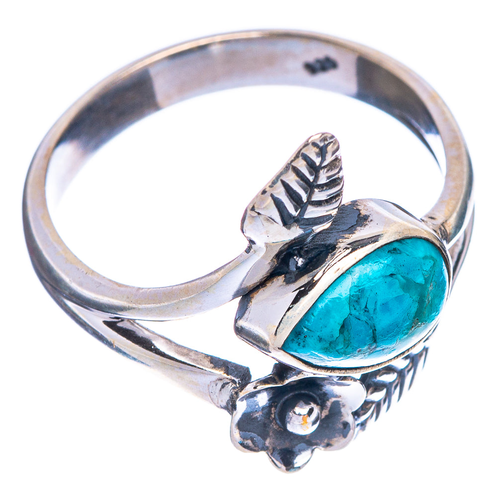 Kingman Turquoise Flower Leaf Ring Size 7 (925 Sterling Silver) R1228