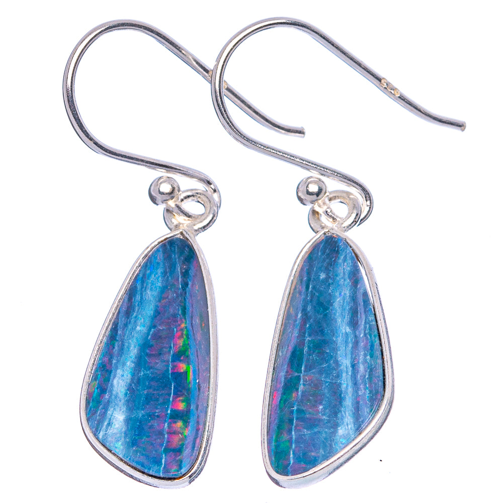 Rare Doublet Opal Earrings 1 1/4" (925 Sterling Silver) E1936