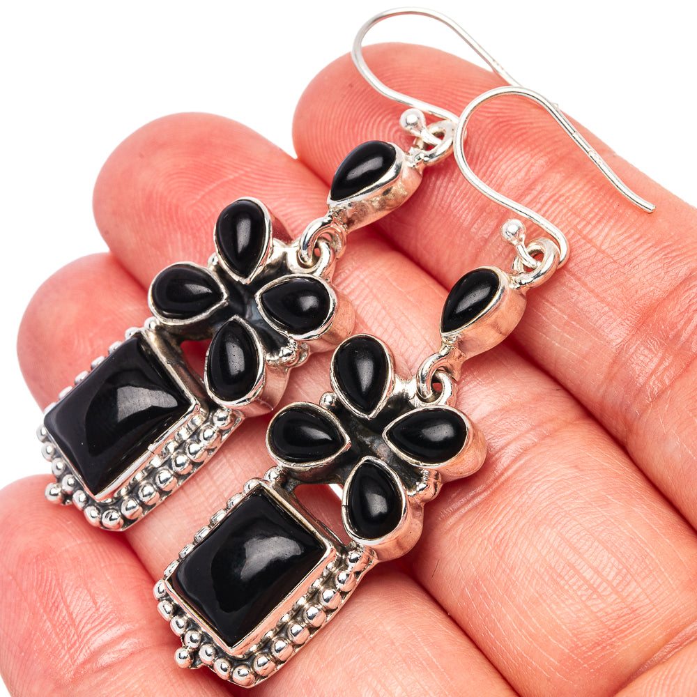 Premium Black Onyx Earrings 2 1/8" (925 Sterling Silver) E1586